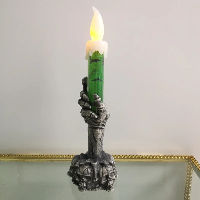 Skeleton Hand Halloween Candles - Eerie LED Flickering Flame Decor 3
