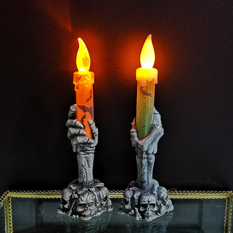 Skeleton Hand Halloween Candles - Eerie LED Flickering Flame Decor 7