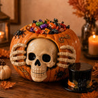 Skull Pumpkin Candy Jar - Perfect Halloween Candy Holder & Decor 2