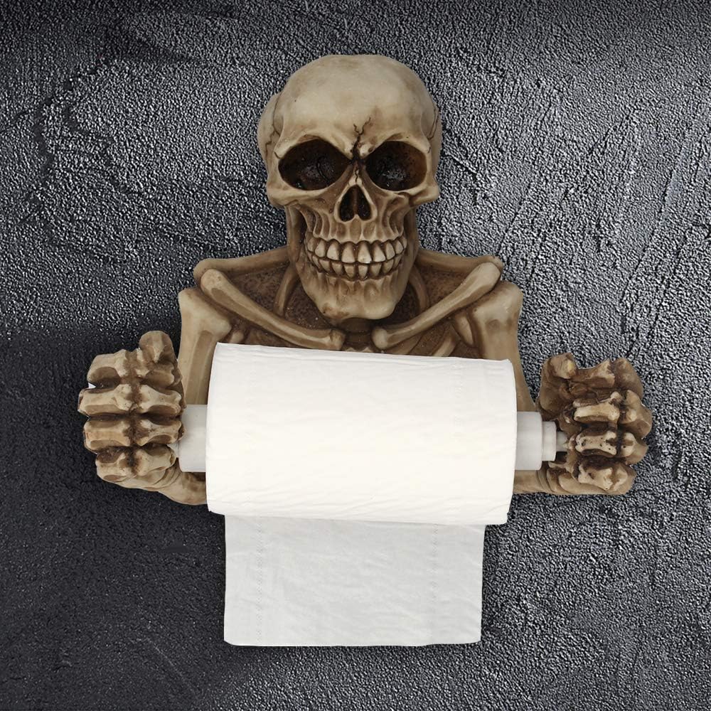 Skull Toilet Paper Holder - Unique Gothic Design with Durable Mounting 0