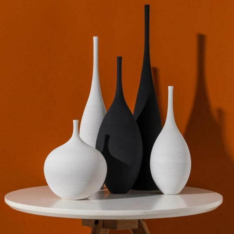 Slim Ceramic Vases - Modern Black & White Design for Elegant Décor 5