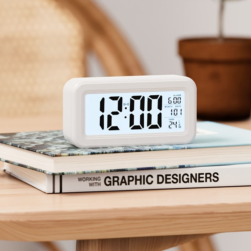 Slim Digital Alarm Clock - Clear LCD Display with Snooze Function 0