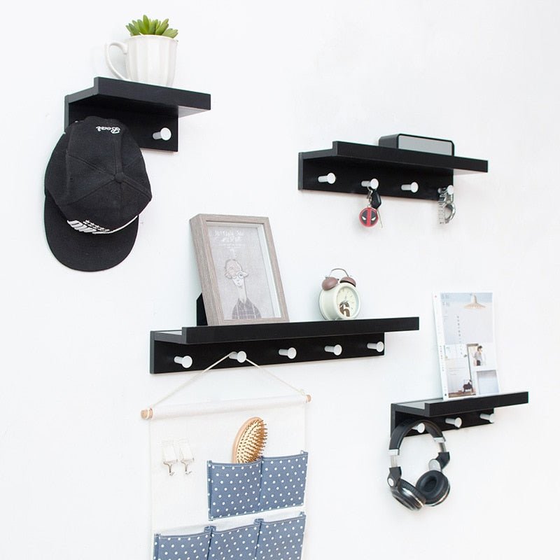 Smash Wall Shelf - Durable Wooden Storage Rack with Hooks for Organized Spaces 6