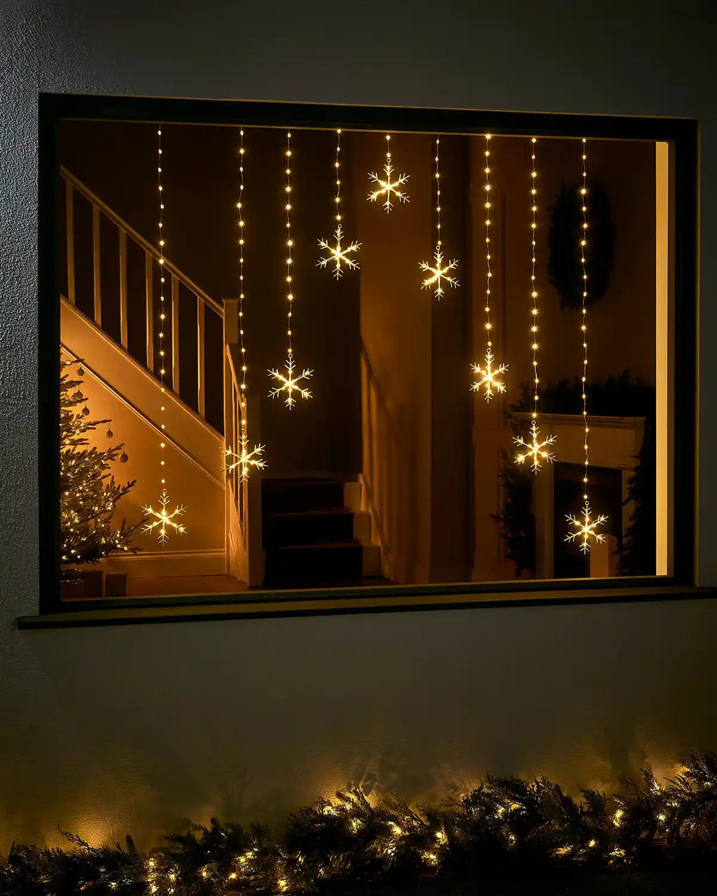 Snowflake Curtain String Lights - 336 Warm White LEDs, 1.2m Wide 0