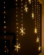 Snowflake Curtain String Lights - 336 Warm White LEDs, 1.2m Wide 1