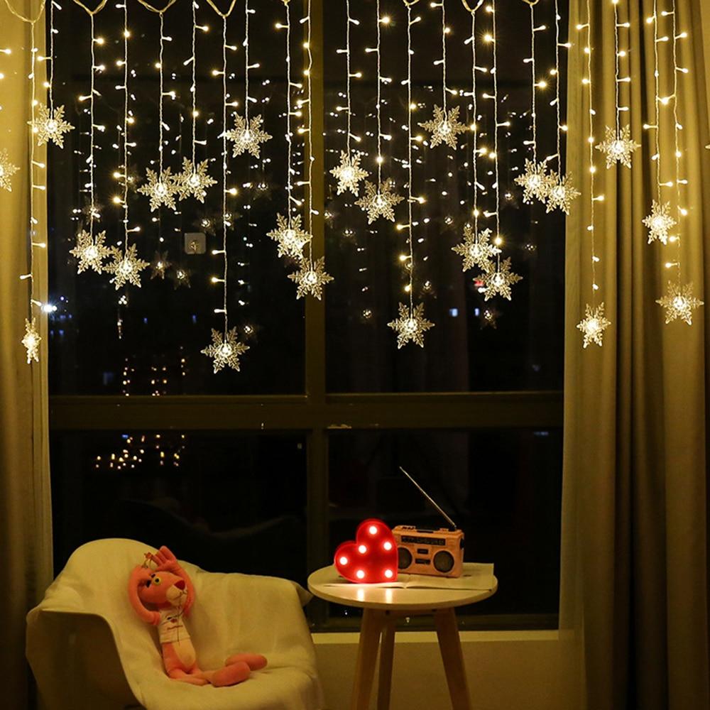 Snowflake Hanging Lights - 16 LED Snowflakes with 8 Modes, Indoor/Outdoor 1