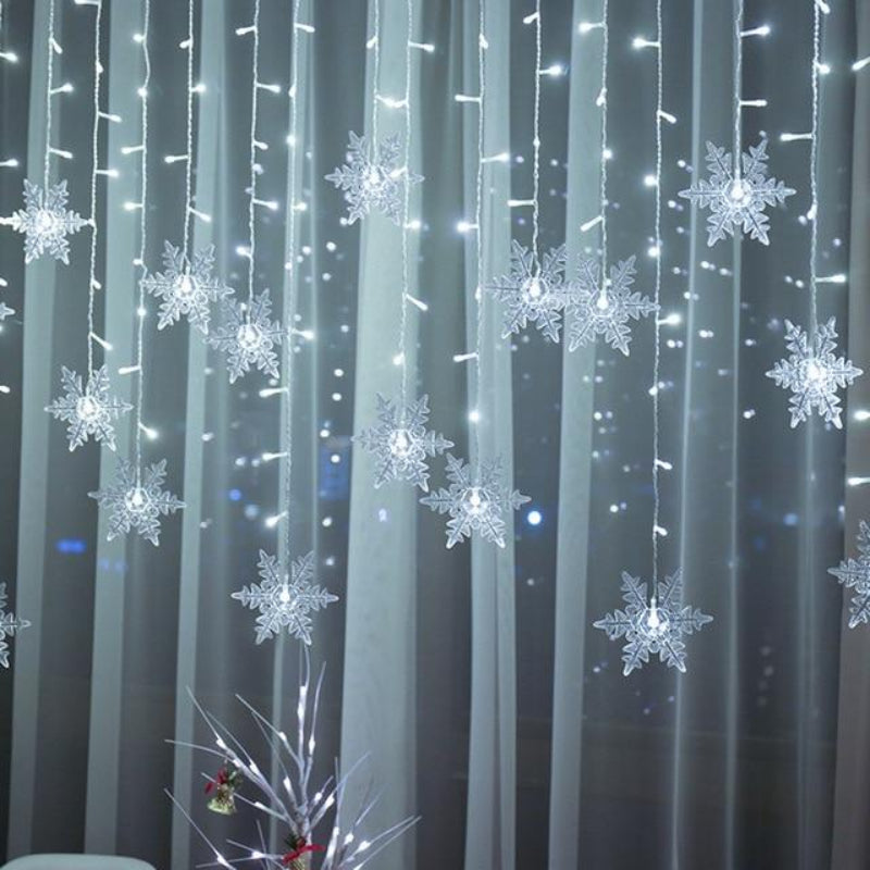 Snowflake Hanging Lights - 16 LED Snowflakes with 8 Modes, Indoor/Outdoor 4