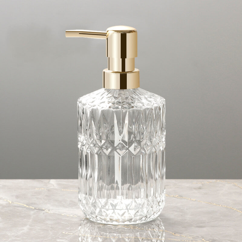 Soap Dispenser Clear Glass Refillable Manual Pump Compact