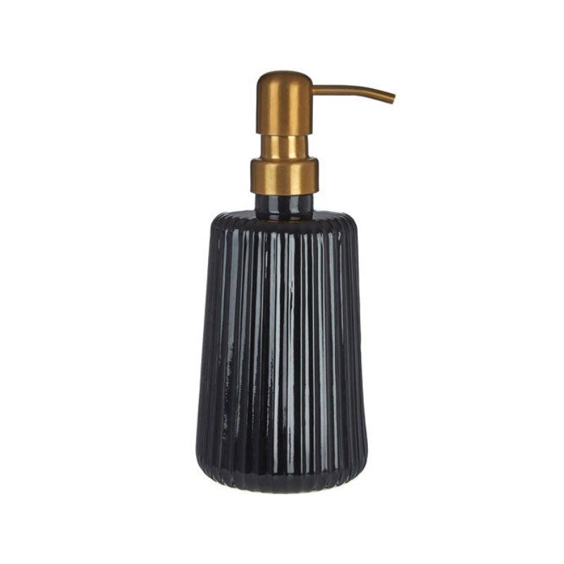 Soap Dispenser Ribbed Glass Iron Pump, Elegant Design 03