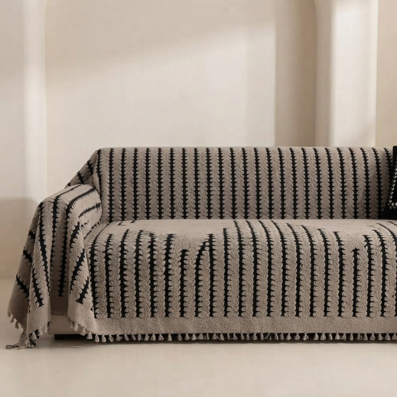 Sofa Cover Plush Microfiber Blend Tufted Non Slip Design