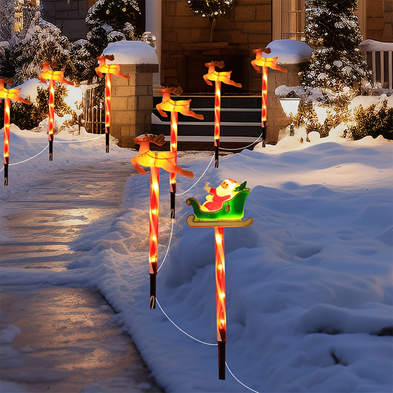 Solar-Powered Outdoor Christmas Lights - 5-Piece Santa Reindeer Set 2