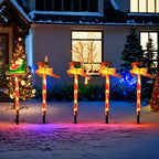 Solar-Powered Outdoor Christmas Lights - 5-Piece Santa Reindeer Set 6