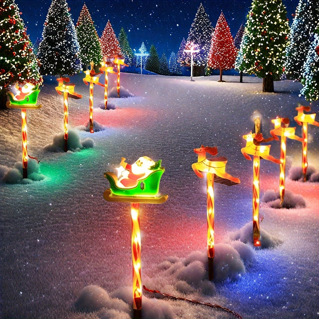 Solar-Powered Outdoor Christmas Lights - 5-Piece Santa Reindeer Set 7