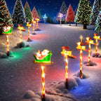Solar-Powered Outdoor Christmas Lights - 5-Piece Santa Reindeer Set 7