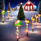 Solar-Powered Outdoor Christmas Lights - 5-Piece Santa Reindeer Set 8