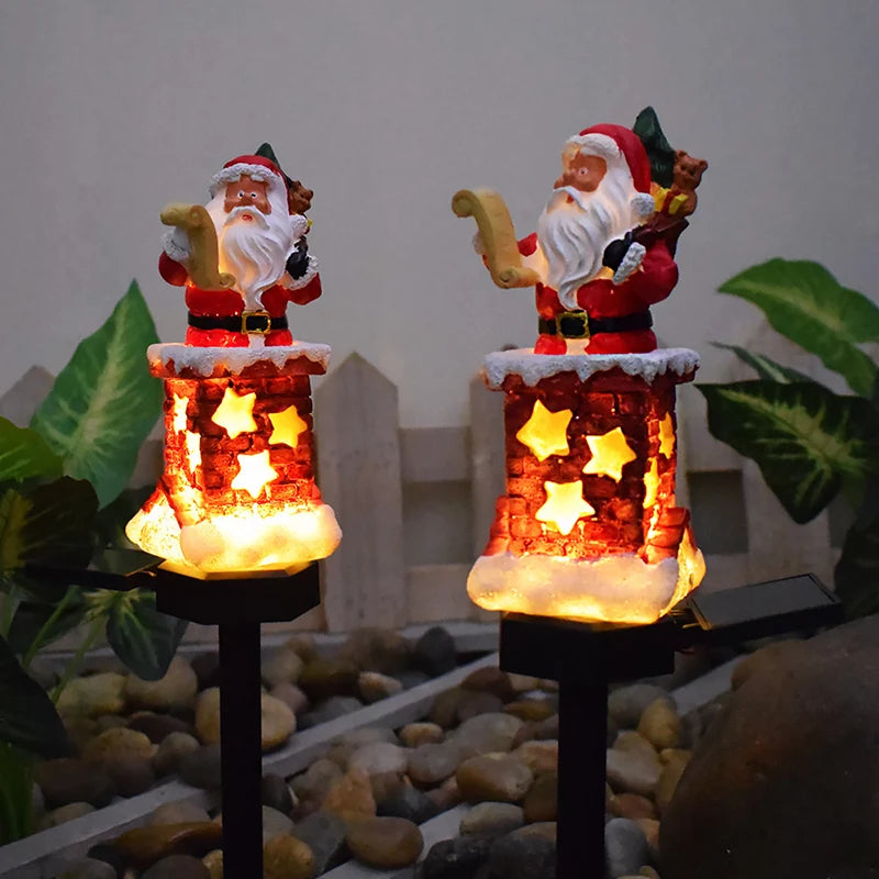 Solar-Powered Waterproof Santa Chimney LED Outdoor Light for Garden and Patio Decoration 3