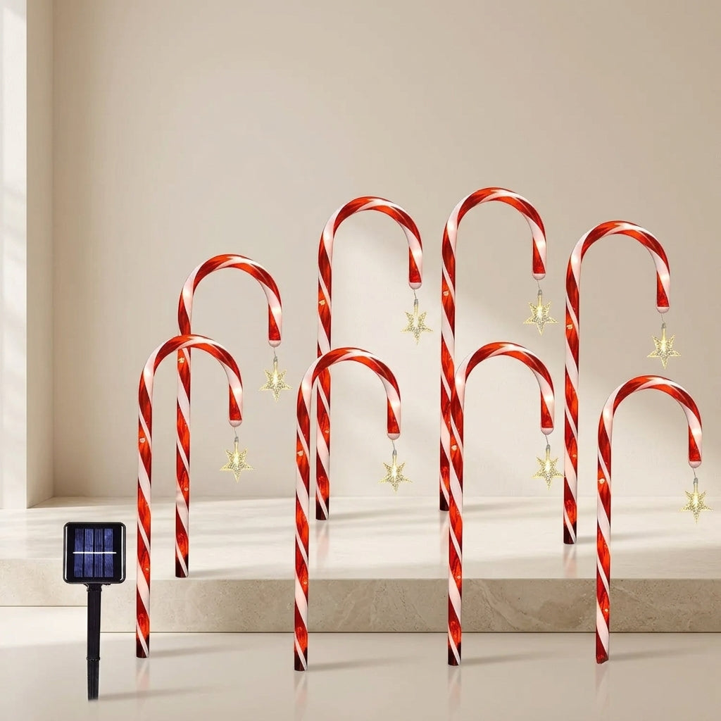 Solar Candy Cane Lights Set of 5 Outdoor Christmas Decorations 1