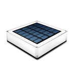 Solar panel in a clear plastic box on a white background