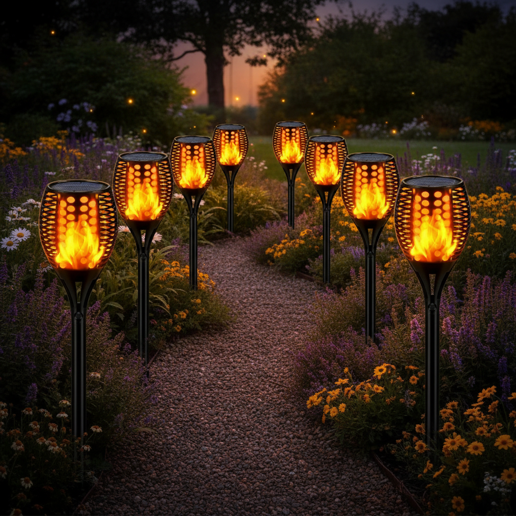 Solar Flame Torch Lights - Elegant Outdoor Lighting with Flickering Effect 7