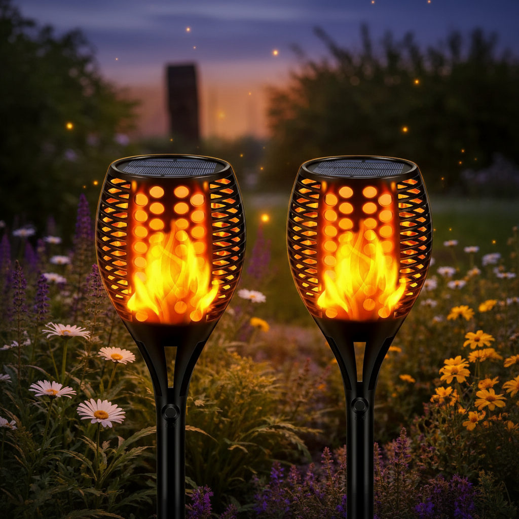 Solar Flame Torch Lights - Elegant Outdoor Lighting with Flickering Effect 9