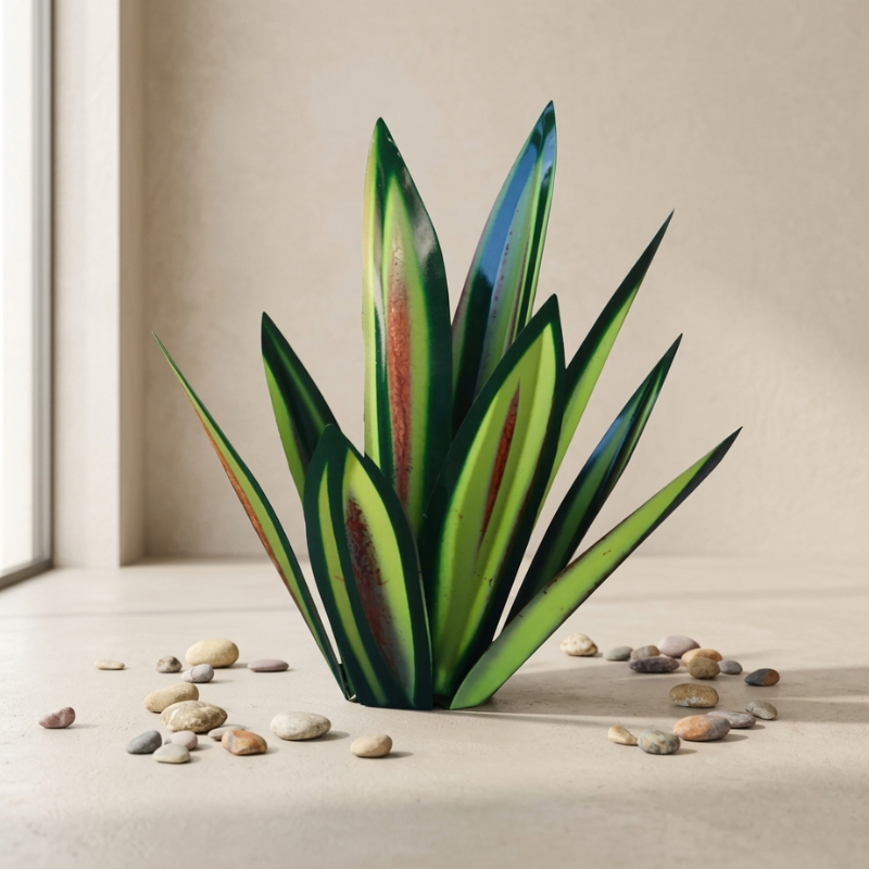 Decorative plant with multicolored leaves on a neutral background