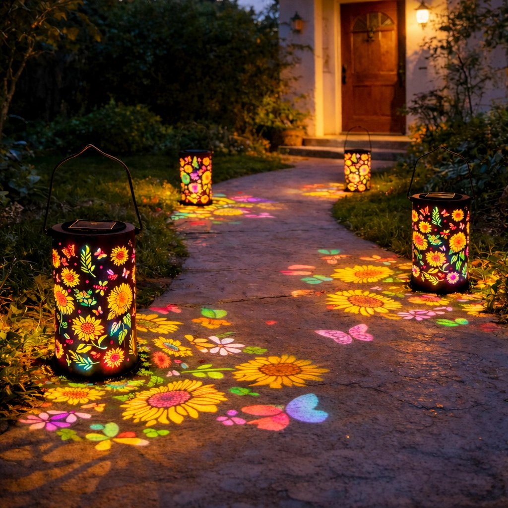 Solar Garden Lantern - Automatic Charging, 8H Runtime, Flower Projection 1