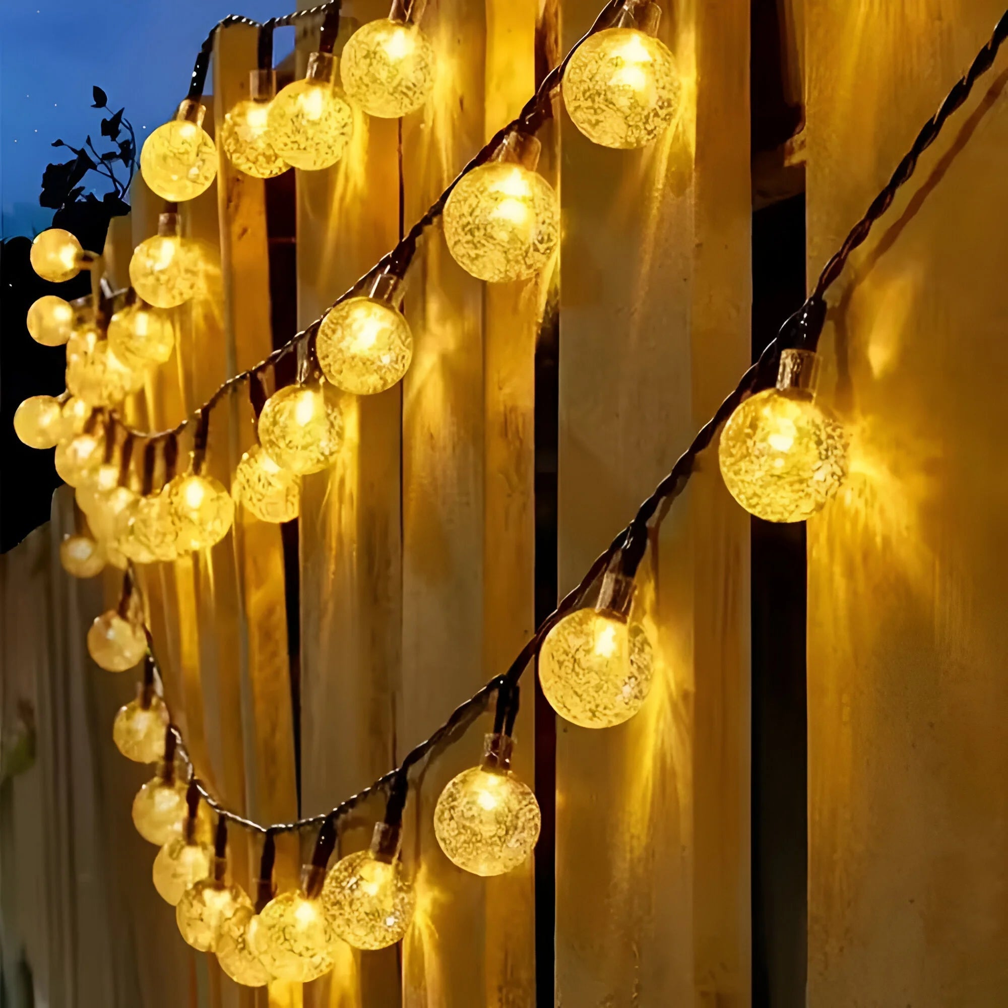 Solar Garden Lights - Weatherproof Crackled Glass Outdoor Illumination 0