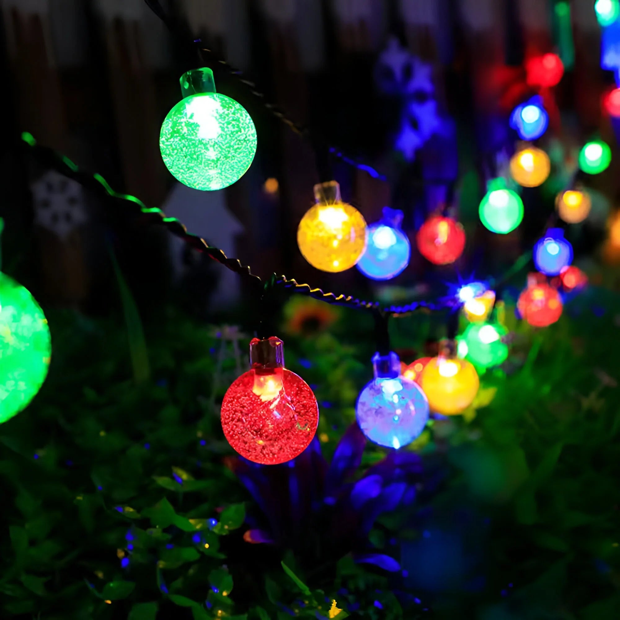 Solar Garden Lights - Weatherproof Crackled Glass Outdoor Illumination 3