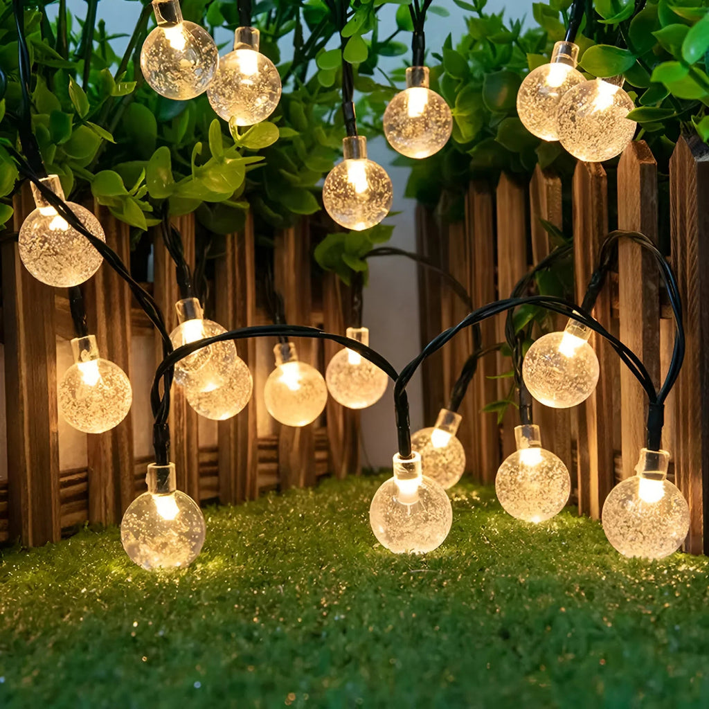 Solar Garden Lights - Weatherproof Crackled Glass Outdoor Illumination 5