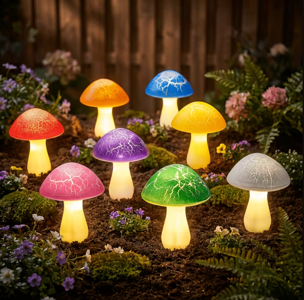 Solar Garden Lights - Weatherproof Mushroom Outdoor Lighting, 8-10 Hours Glow 0