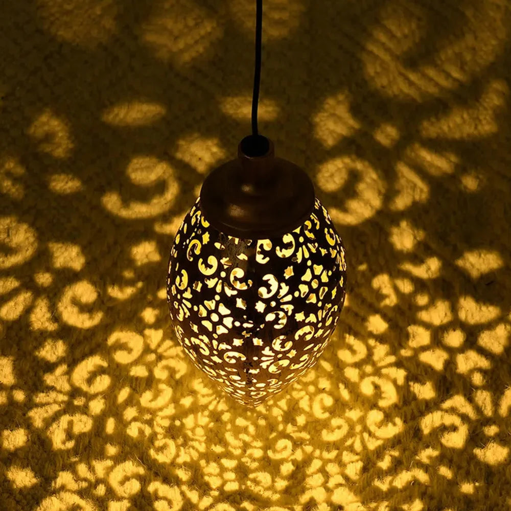 Solar Hanging Lantern - Handcrafted Copper Light for Outdoor Ambiance 5