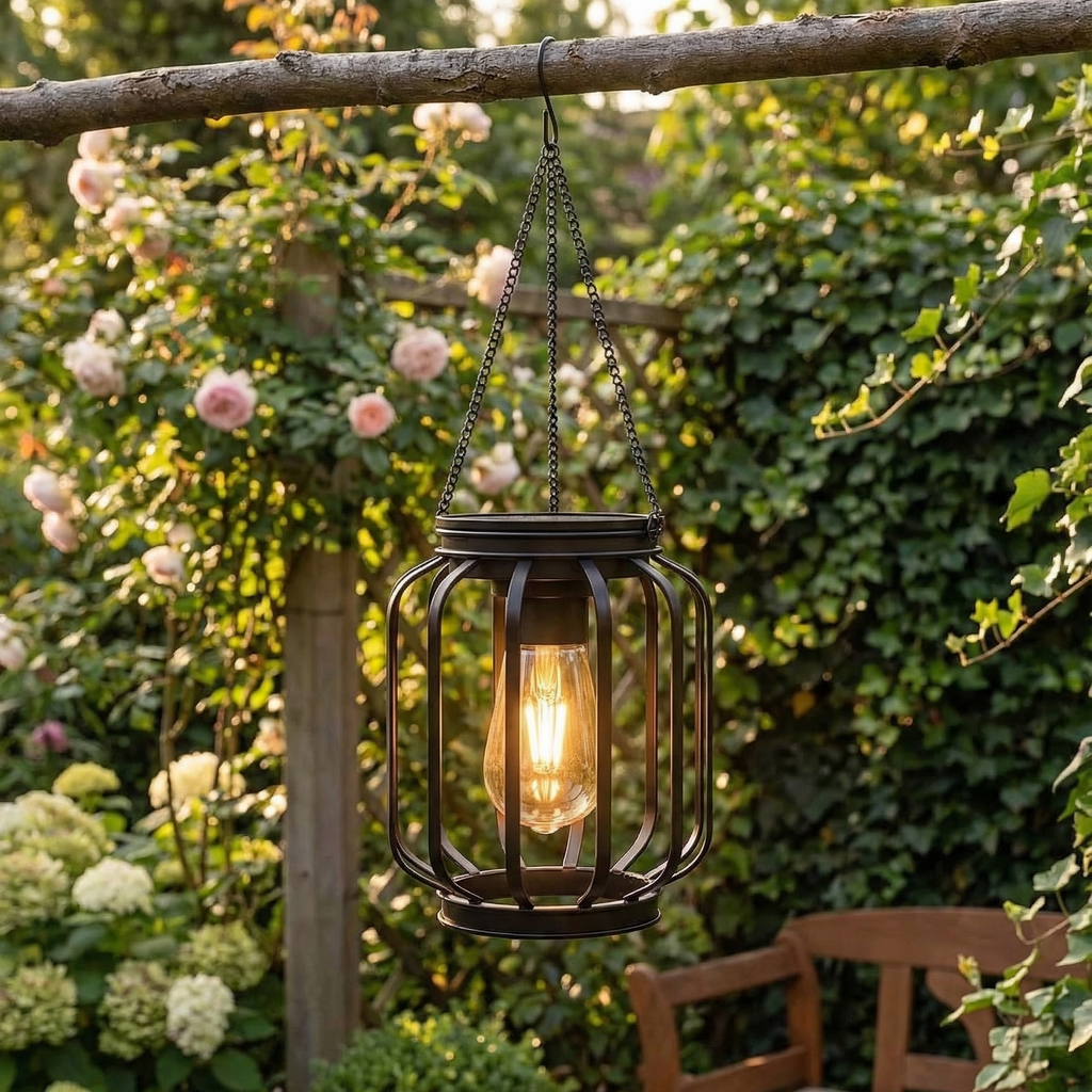 Solar Hanging Lantern - Vintage Outdoor Decor with Eco-Friendly Illumination 2