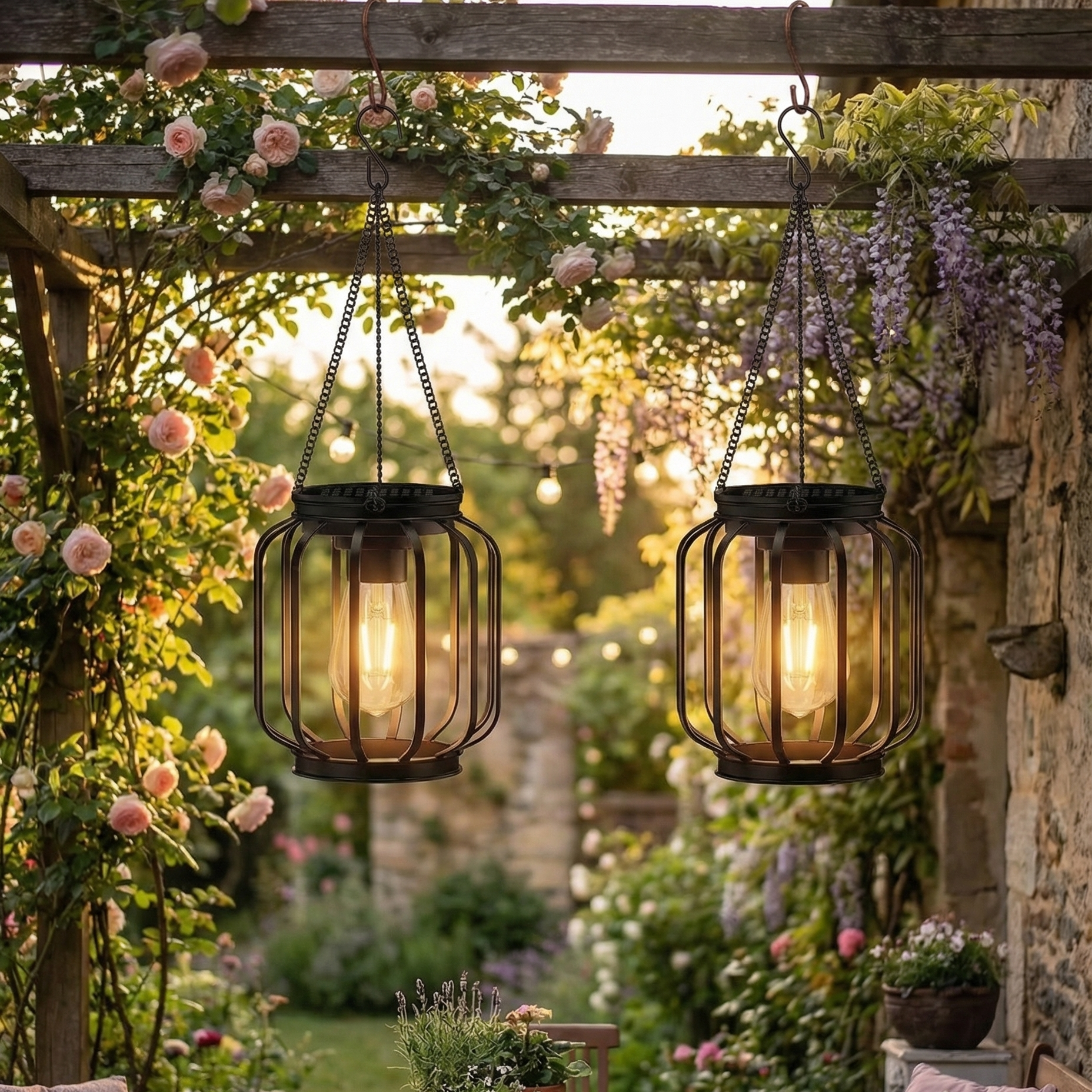 Solar Hanging Lantern - Vintage Outdoor Decor with Eco-Friendly Illumination 3