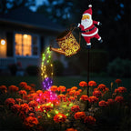 Solar Kettle Light - Multicolor LED Waterfall with Santa Figure 0