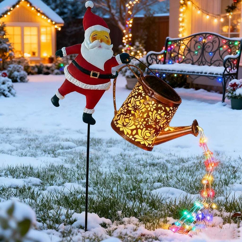 Solar Kettle Light - Multicolor LED Waterfall with Santa Figure 7
