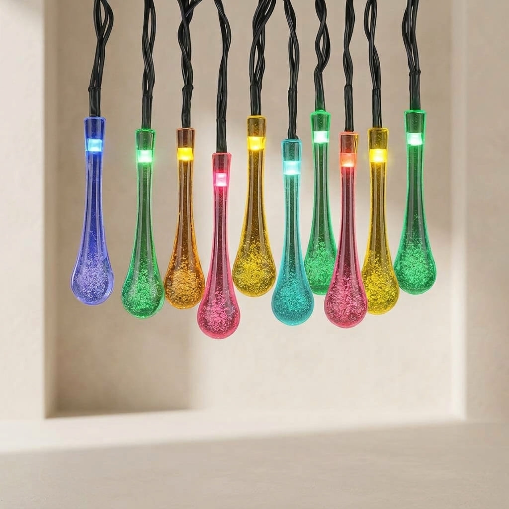 Solar LED String Lights 30 Teardrop Bulbs 8 Lighting Modes 1