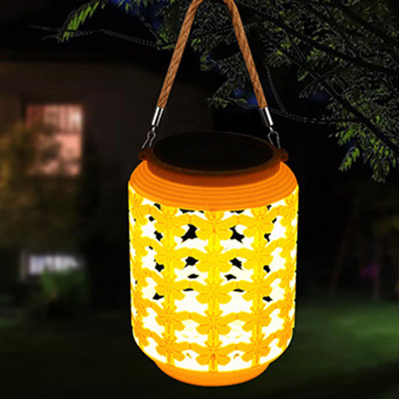 Solar Outdoor Lantern - Waterproof Hemp Rope Design, LED Light 10