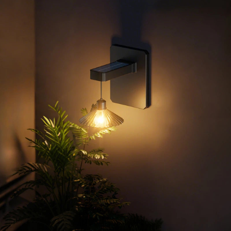 Solar Outdoor Wall Light with Dusk Sensor and Decorative Shade – Exterior Wall Lantern for Patios and Entrances 4