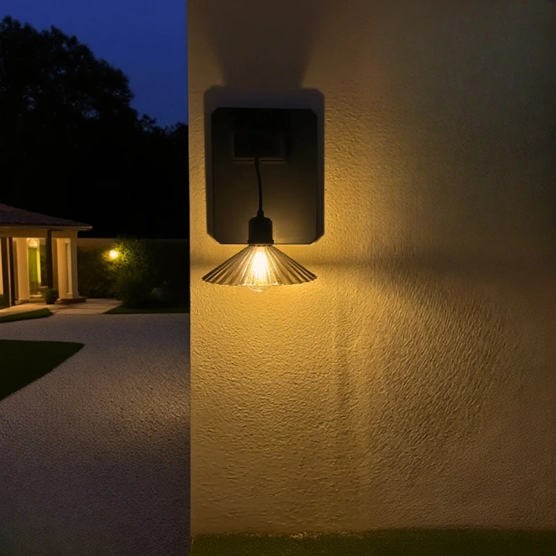 Solar Outdoor Wall Light with Dusk Sensor and Decorative Shade – Exterior Wall Lantern for Patios and Entrances 6