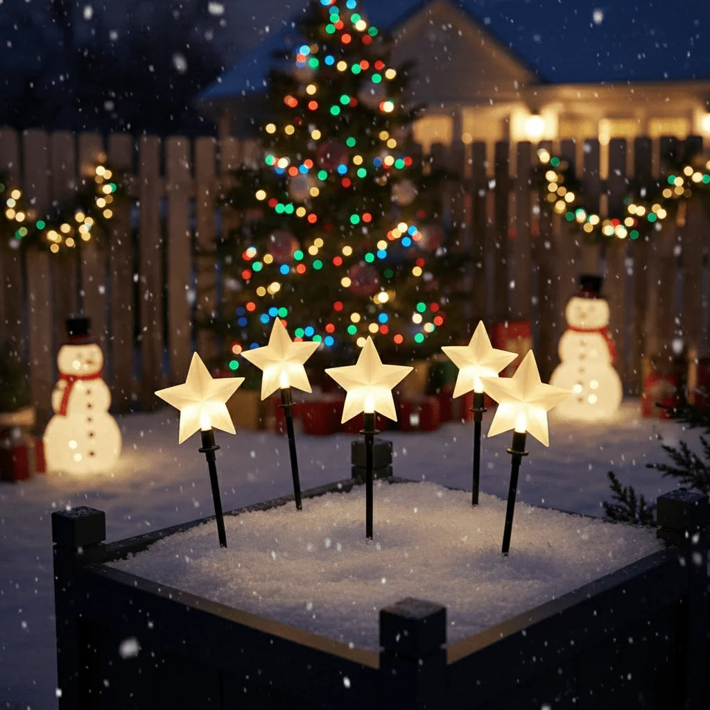 Solar Pathway Lights with Warm White Star Design – 10m Outdoor LED Garden Lighting for Pathways and Driveways 0