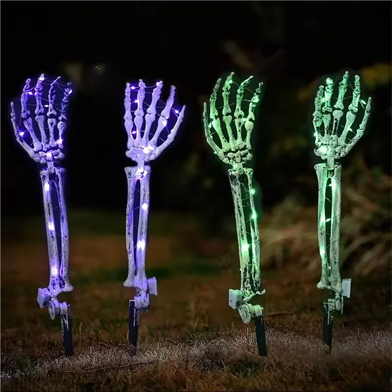 Solar Skeleton Hand Lights - Eerie Glow for Halloween Yard Decor 2