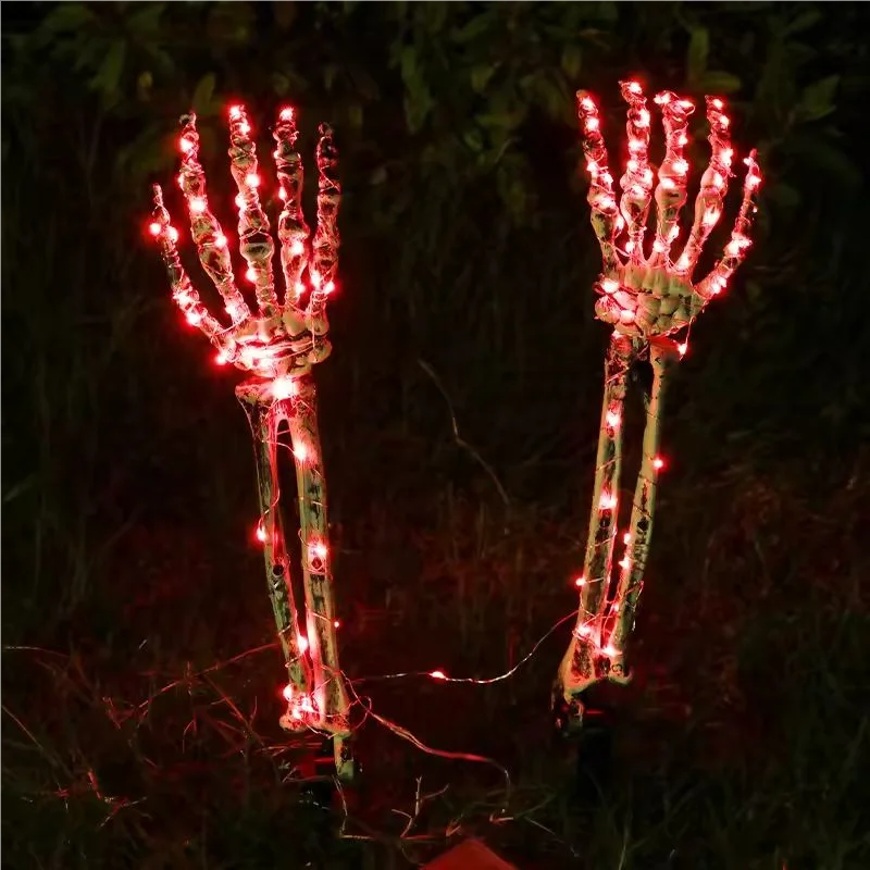 Solar Skeleton Hand Lights - Eerie Glow for Halloween Yard Decor 3