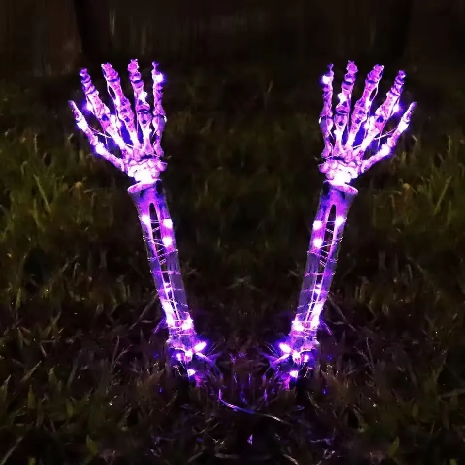 Solar Skeleton Hand Lights - Eerie Glow for Halloween Yard Decor 4