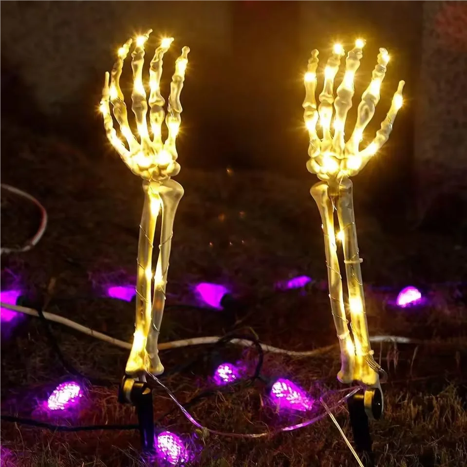 Solar Skeleton Hand Lights - Eerie Glow for Halloween Yard Decor 6