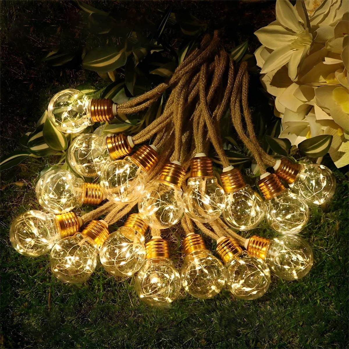 Solar String Lights Outdoor - 20 Warm White LEDs, IP65 Waterproof 6