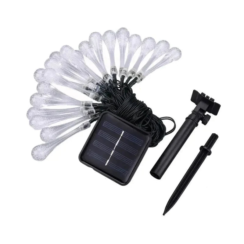 Solar String Lights Outdoor with 30 Waterproof Teardrop LEDs and 8 Lighting Modes for Patio and Garden Ambiance 2