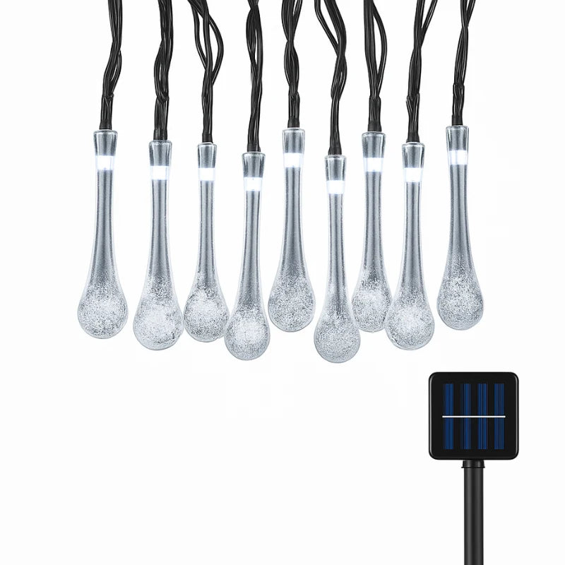 Solar String Lights Outdoor with 30 Waterproof Teardrop LEDs and 8 Lighting Modes for Patio and Garden Ambiance 4