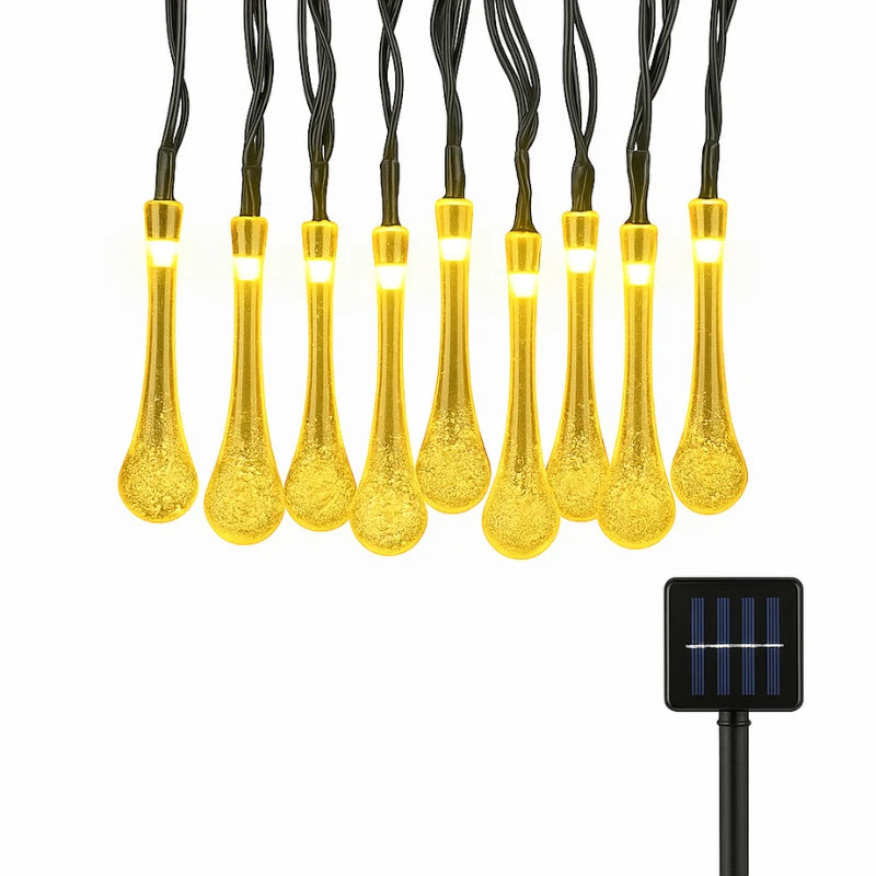 Solar String Lights Outdoor with 30 Waterproof Teardrop LEDs and 8 Lighting Modes for Patio and Garden Ambiance 5