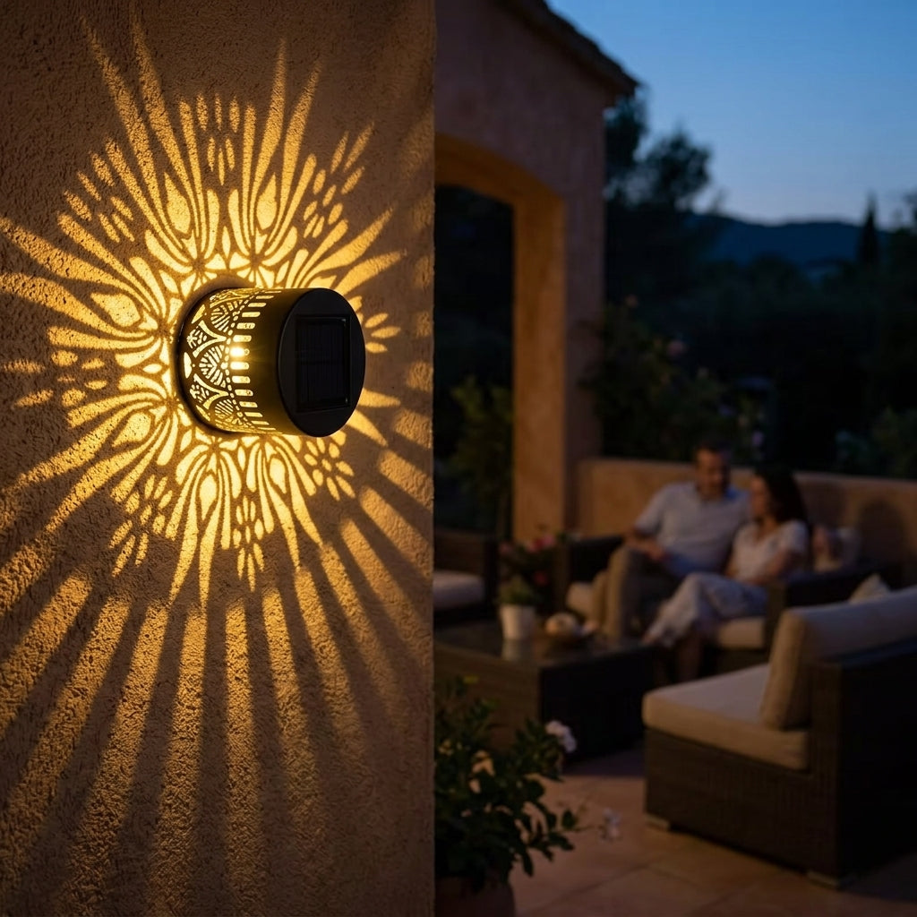 Solar Wall Light - Weatherproof LED, Automatic On/Off, Mandala Pattern 1