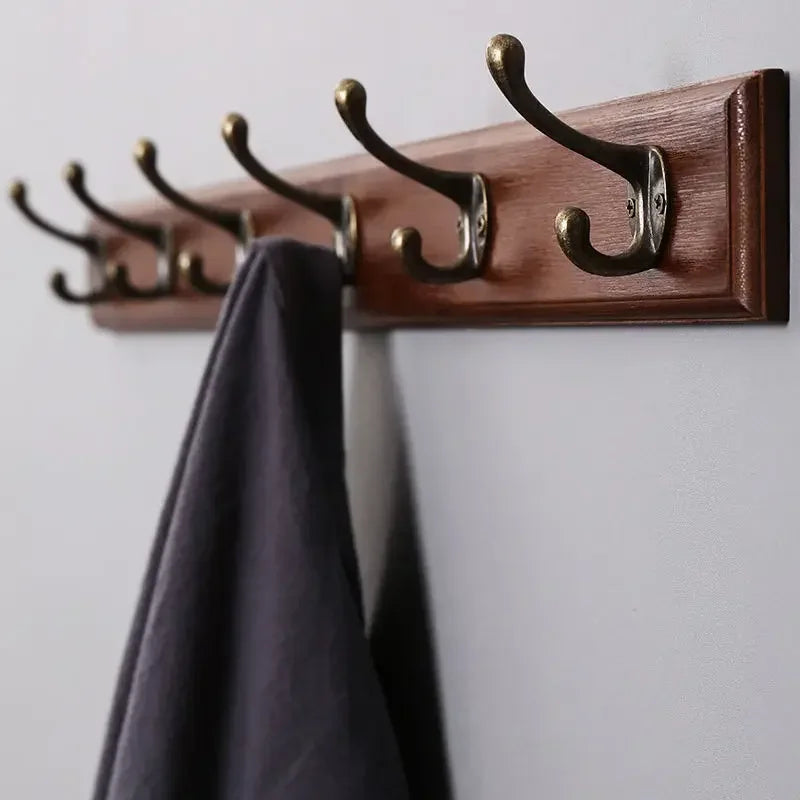 Solid Wood Wall Coat Rack - Elegant Space-Saving Coat Hooks for Wall 1